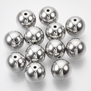 CCB Plastic Beads, for DIY Jewelry Making, Round, Platinum, 12x11.5mm, Hole: 2mm, about 510pcs/500g