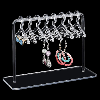 Elite 1 Set Acrylic Earring Display Stands, Coat Hanger Shape, Clear, Finished Product: 5.95x15x10.9cm, about 10pcs/set