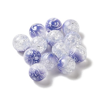Duotone Spray Painted Crackle Acrylic Beads, Round, Slate Blue, 10mm, Hole: 1.8mm, about 850pcs/500g