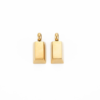 Ion Plating(IP) 304 Stainless Steel Pendants, Rectangle, Real 14K Gold Plated, 17x7x4.5mm, Hole: 3mm