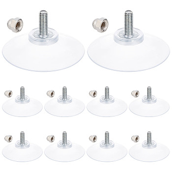 12 Sets Silicone Strong Suction Cup Holders, with Iron M6 Cap Nut, Bathroom Kitchen Shelf Accessories, Clear, 52x31mm