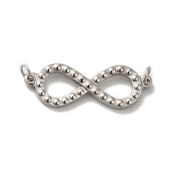 304 Stainless Steel Connector Charms, Infinity Links, with Jump Rings, Stainless Steel Color, 9x26.5x2.5mm, Hole: 2.8mm
