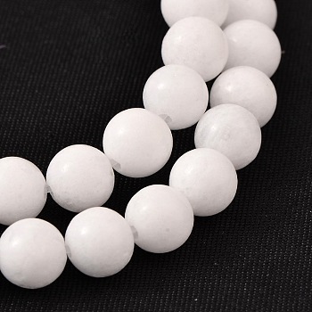 Natural White Jade Round Bead Strands, 10mm, Hole: 1mm, about 38pcs/strand, 15.4 inch