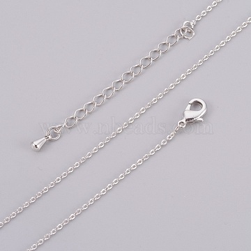 Brass Cable Chain Necklaces Making, with Lobster Claw Clasp, Real Platinum Plated, 17.51 inch(44.5cm) (X-MAK-P011-01P)