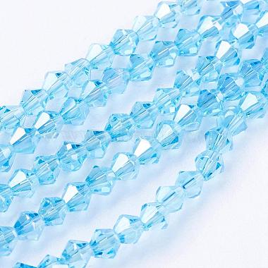 4mm DeepSkyBlue Bicone Electroplate Glass Beads