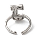 Initials Brass Open Cuff Ring for Women(RJEW-N046-02J-P)-3