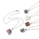 5Pcs 5 Style Natural & Synthetic Mixed Gemstone Rectagnel & Triangle Pendant Necklaces Set(NJEW-JN04268)-1