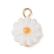 Natural Freshwater Shell Flower Charms with Golden Plated 304 Stainless Steel Loops(PALLOY-JF02444)-1