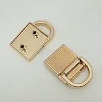 Zinc Alloy Bag Suspension Clasps, D-Ring Clasps, with Platinum Tone Screws, Light Gold, 3.4x2.1x1cm, Hole: 2mm(FIND-WH0036-92LG)