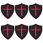 Cloth Tactical Patches for Armband Backpack, Hook & Loop Emblem, Shield with Cross Pattern, Black, 77x65x4mm(AJEW-WH0014-44)