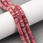 Natural Rhodonite Beads Strands, Disc, Heishi Beads, 4.5x2.5mm, Hole: 0.9mm, about 149~153pcs/strand, 14.84''(37.7cm)~14.96''(38cm)(X-G-H230-75)