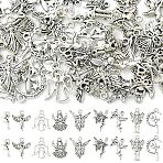 45Pcs 9 Styles Tibetan Style Alloy Pendants, Angel Charms, Antique Silver, 13~25.4x8~19x1~3.5mm, Hole: 1~2mm, 5pcs/style(FIND-YW0012-17)