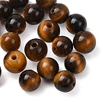 Natural Tiger Eye Beads, Grade A, Round, Goldenrod, 6mm, Hole:1mm(X1-G-G099-6mm-4)