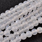 Natural White Agate Beads, Dyed, Round, White, Size: about 6mm in diameter, hole: 1mm, 63pcs/strand, 15.5 inch(X-AGAT-6D-14)