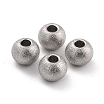 Non-Tarnish 201 Stainless Steel Beads, Round, Stainless Steel Color, 6x5mm, Hole: 2mm(STAS-STAS-Z039-02I-P)