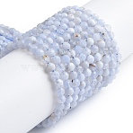 Natural Blue Lace Agate Beads Strands, Faceted, Round, 4mm, Hole: 0.7mm, about 98pcs/strand, 14.96"~15.35"(38~39cm)(X-G-K366-B02-02)
