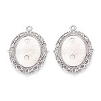 Non-Tarnish 304 Stainless Steel Pendant Cabochon Settings, Oval, Stainless Steel Color, Tray: 18~18.5x25~25.5mm, 39~40x29.5~30.5x1.5mm, Hole: 2.2mm(X-STAS-N114-02P)