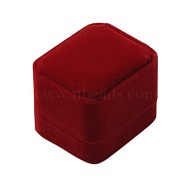 Velvet Ring Boxes, Jewelry Gift Boxes, with Plastic, Rectangle, Dark Red, 60x50x47mm(X-CBOX-G008-3B)
