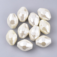 ABS Plastic Imitation Pearl Beads, Faceted, Bicone, Floral White, 30.5x22mm, Hole: 3mm, about 63pcs/500g(KY-T013-004)