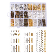 DIY Jewelry Findings Kits, include Brass Slide On End Clasp Tubes, Iron Chain Extender & Jump Rings, Zinc Alloy Lobster Claw Clasps, Antique Bronze & Golden & Platinum & Silver Color Plated, 5.5~6x10~25x4mm, Hole: 1x3mm, 200pcs(DIY-TA0008-51)