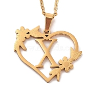 Vacuum Plating 201 Stainless Steel Pendant Necklaces, Letter X, 12.28 inch(31.2cm)(NJEW-R267-02X-G)