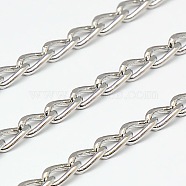 Electroplate Brass Drop Twisted Chains Curb Chains, Soldered, with Spool, Platinum, 7x3x2mm(X-CHC-L003B-01P)
