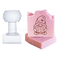 Clear Acrylic Soap Stamps with Big Handles, DIY Soap Molds Supplies, Gnome, 60x38x28mm, Pattern: 35x25mm(DIY-WH0437-015)
