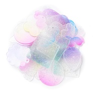 Acrylic with Glitter Powder Pendants, Acrylic Disc, DIY Disc Keychain Accessories, Mixed Color, 33~65.5x33.5~65.5x1mm, Hole: 3~3.1mm(OACR-B009-01D)