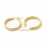 201 Stainless Steel Grooved Hoop Earrings with 304 Stainless Steel Pins for Women, Golden, 19x20x2mm, Pin: 0.6x1mm(EJEW-M214-08B-G)
