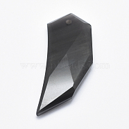 Natural Obsidian Pendants, Faceted, 49x18x6mm, Hole: 2mm(G-P360-25B)