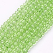 Spray Painted Crackle Glass Beads Strands, Round, Pale Green, 4mm, Hole: 1.1~1.3mm, about 200pcs/strand, 31.4 inch(CCG-Q001-4mm-11)