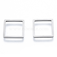 Non-Tarnish 201 Stainless Steel Linking Rings, Square, Stainless Steel Color, 12x12x1mm, Inner Diameter: 10x10mm(STAS-N090-T01-1)