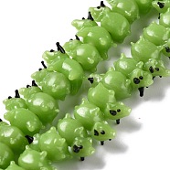 Handmade Lampwork Beads, Bumpy, Cattle, Lime, 18~22x9~11x8~12mm, Hole: 2mm, about 40pcs/strand, 13.58 inch(34.5cm)(LAMP-F020-27)