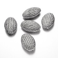 Oval CCB Plastic Beads, Antique Silver, 32x20x8mm, Hole: 1.5mm(CCB-N002-07)
