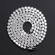 Hip-hop Street Style Titanium Steel Rhinestone Cup Chains Necklace for Men and Women, Stainless Steel Color(FN4235-1)