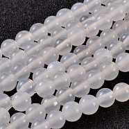 Natural Agate Beads, Dyed, Round, White, Size: about 6mm in diameter, hole: 1mm, 63pcs/strand, 15.5 inch(X-AGAT-6D-14)