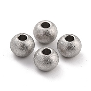 201 Stainless Steel Beads, Round, Stainless Steel Color, 6x5mm, Hole: 2mm(STAS-STAS-Z039-02I-P)