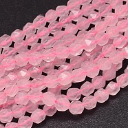 Faceted Natural Rose Quartz Beads Strands, Star Cut Round Beads, 6x5mm, Hole: 1mm, about 67pcs/strand, 15.1 inch(G-K066-10-6mm)