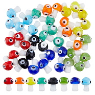 40Pcs 8 Colors Handmade Evil Eye Lampwork Beads, Mushroom Shape, Mixed Color, 16.5~18x11.5~13x11.5~13mm, Hole: 1.6~2mm, 5pcs/color(LAMP-DC0001-17)
