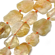 Natural Citrine Beads Strands, Flat Slab Beads, Nuggets, 29~42x25~34x6~8mm, Hole: 2mm, about 9~10pcs/strand, 15.7 inch(40cm)(G-E401-H04)