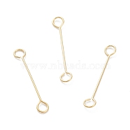 316 Surgical Stainless Steel Eye Pins, Double Sided Eye Pins, Real 18K Gold Plated, 15x2.5x0.4mm, Hole: 1.5mm(STAS-P277-A01-G)