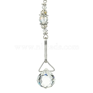 Electorplated Glass Ceiling Fan Pull Chain Extenders, with 304 Stainless Steel Ball Chains, Round with Teardrop Suncatchers, Stainless Steel Color, 365~386mm, 4 style, 1pc/style, 4pcs/set(FIND-AB00025)