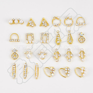 Alloy Rhinestone Cabochons, Nail Art Decoration Accessories, Mixed Shapes, Golden, Crystal, 5~13x1.5~10.5x2~5mm(MRMJ-MSMC001-03)