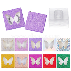 Olycraft 20 Sets 10 Colors Paper Folding Boxes, Empty Eyelash Packaging Box, with Clear Heart Window, Square, Mixed Color, 7.2x7.2x1.2cm, 2sets/color(CON-OC0001-29)