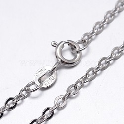 Anti-Tarnish Rhodium Plated 925 Sterling Silver Cable Chains Necklaces, with Spring Ring Clasps, Platinum, 22 inch, 1.3mm(NJEW-M157-30C-22)