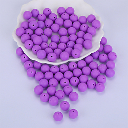 Round Silicone Focal Beads, Chewing Beads For Teethers, DIY Nursing Necklaces Making, Dark Violet, 15mm, Hole: 2mm(SI-JX0046A-04)