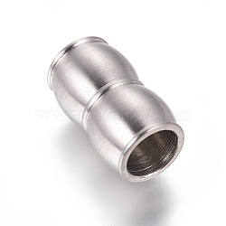304 Stainless Steel Magnetic Clasps with Glue-in Ends, Matte, Column, Stainless Steel Color, 20x11.5mm, Hole: 8mm(STAS-I120-38P)