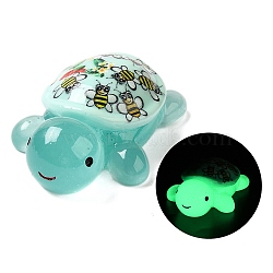 Luminous Cute Transparent Printed Resin Decoden Cabochons, Glow in the Dark Tortoise, Light Blue, 49x33x16mm(RESI-B026-01B-03)