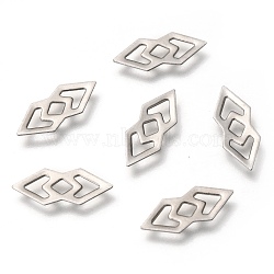 Non-Tarnish 304 Stainless Steel Linking Rings, Rhombus, Stainless Steel Color, 15x6x0.5mm(STAS-Z034-07P)