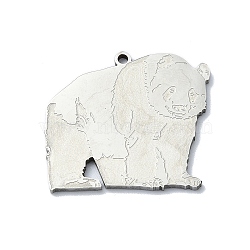 201 Stainless Steel Pendants, Laser Cut, Panda Charm, Stainless Steel Color, 24.5x27.5x1.5mm, Hole: 1.6mm(STAS-R118-15P)
